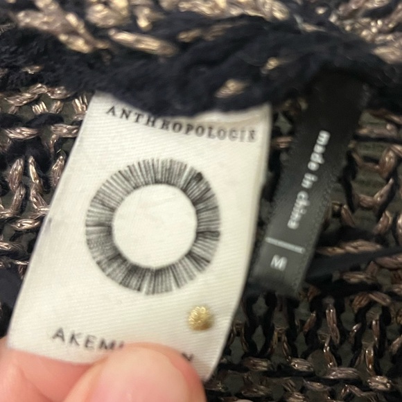 Medium Anthropologie akemi + kin long marled cardigan crochet sweater navy blue - Picture 4 of 16